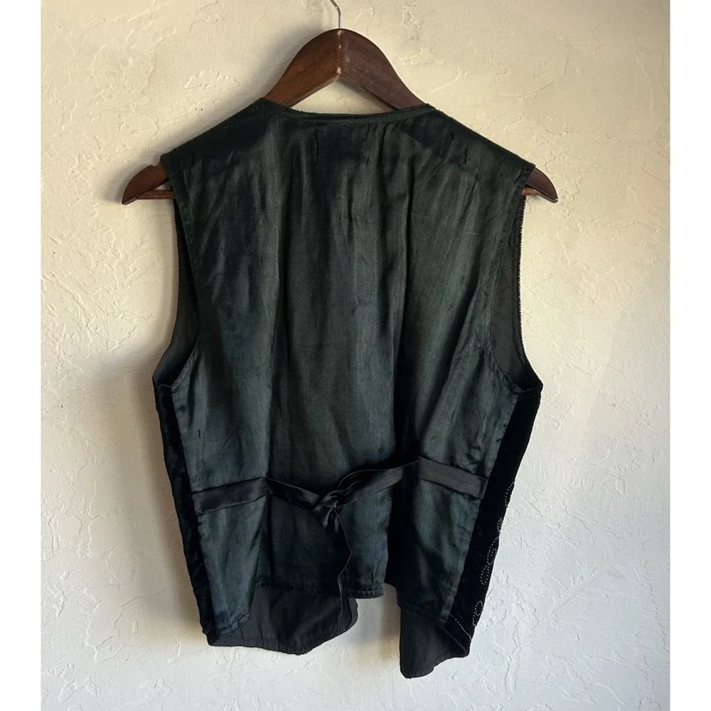 Vintage 90s Effeci Beaded Sequin Velvet Vest M‎ Whimsigoth Black Fairy Witchy